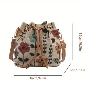 Floral Canvas Bucket Bag
